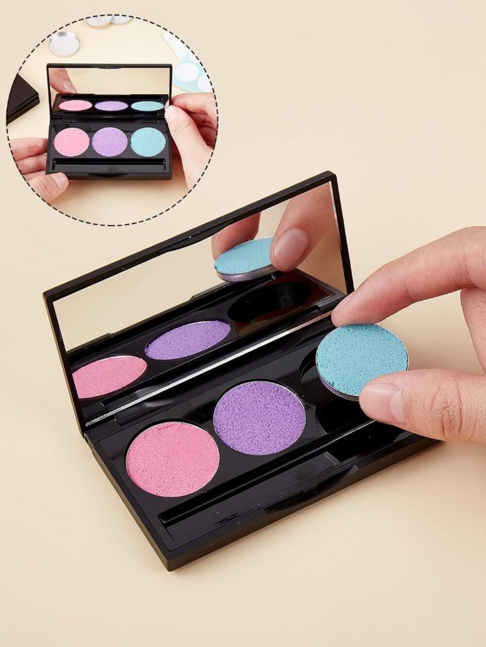 Eyeshadow Empty Palettes Set of 2 with 3 Holders/Ea NEW